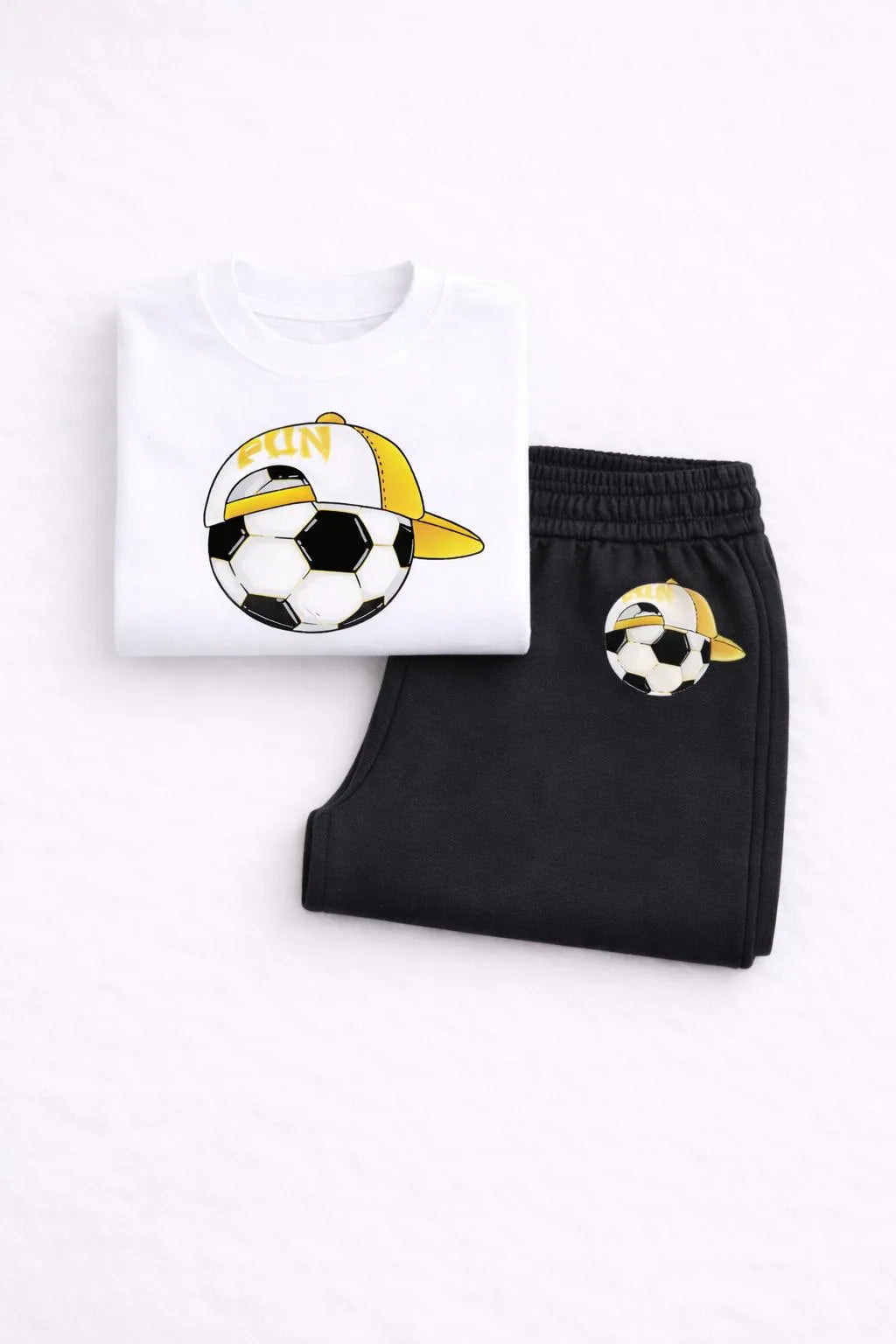 Kids Soccer Print Tracksuit White Black 1-12Y