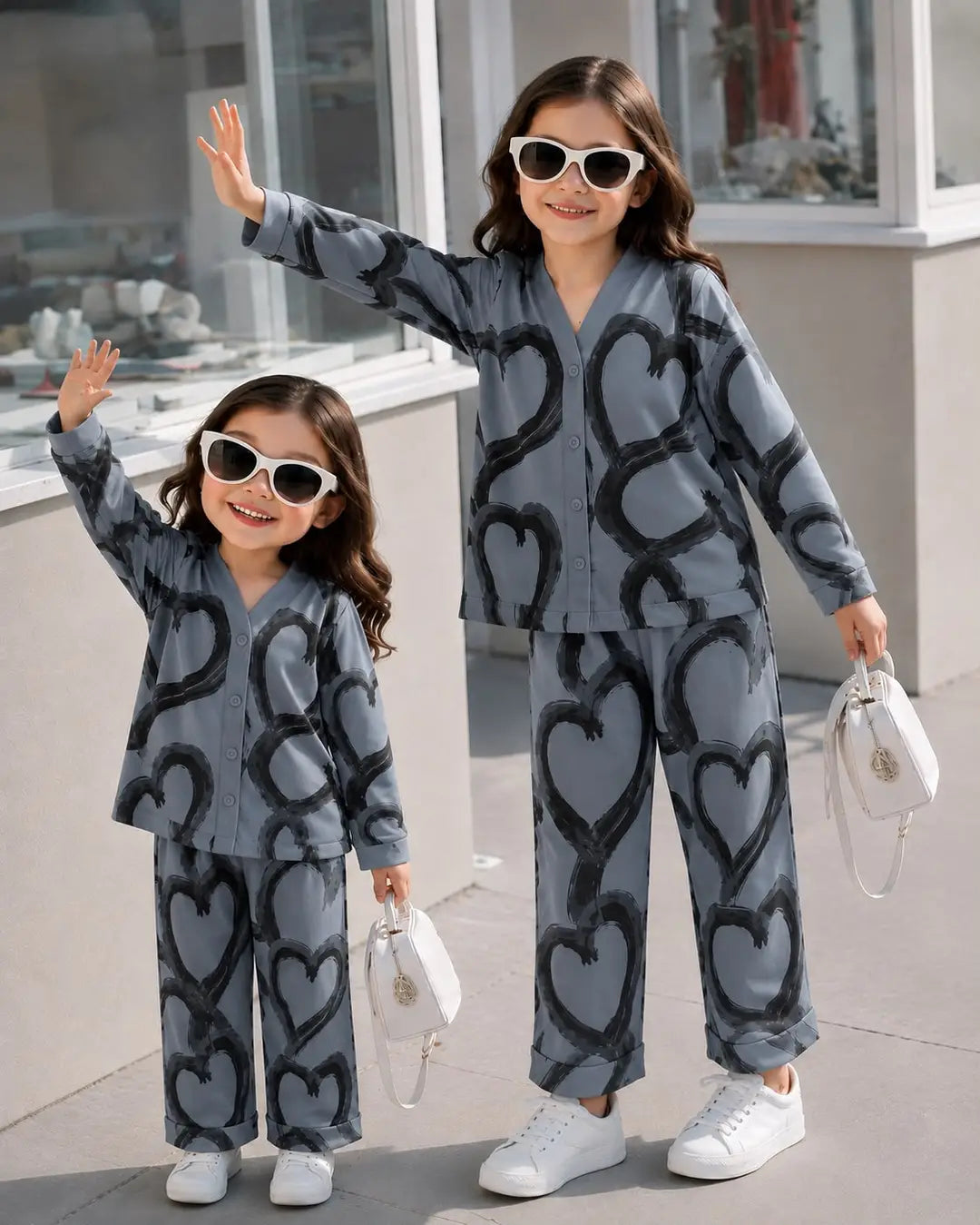 2 Pcs Girl's Cotton Jersey Printed Co-ord Set