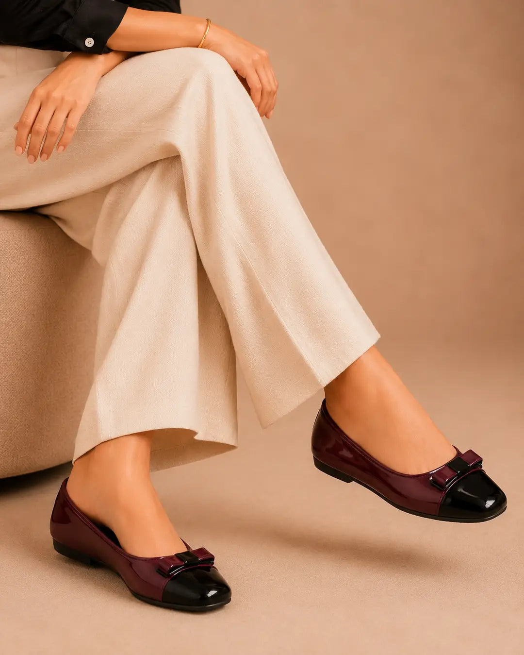 Stylish Square Toe Casual Pumps - 073 - Maroon