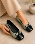 Stylish Square Toe Casual Pumps - 073 - Olive Green